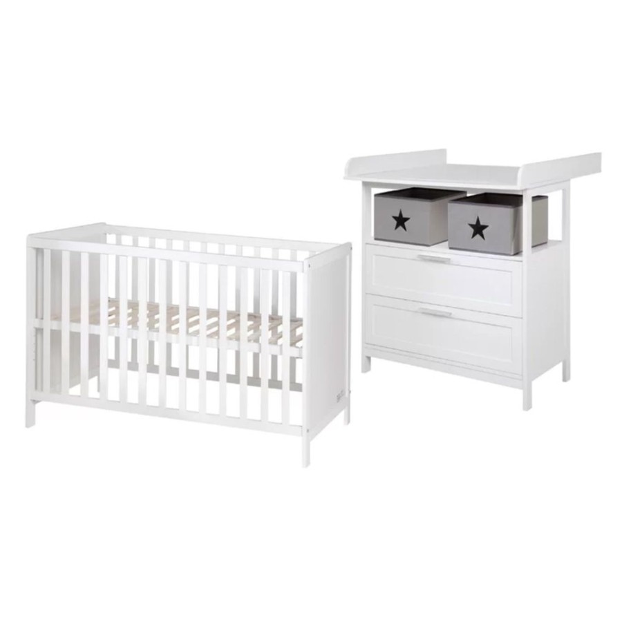 Baby & Nursery littlehelper Changing Units | 2 Piece Nursery Next-To-Me Cot | Matching Changing Unit With Drawers & Storage | White