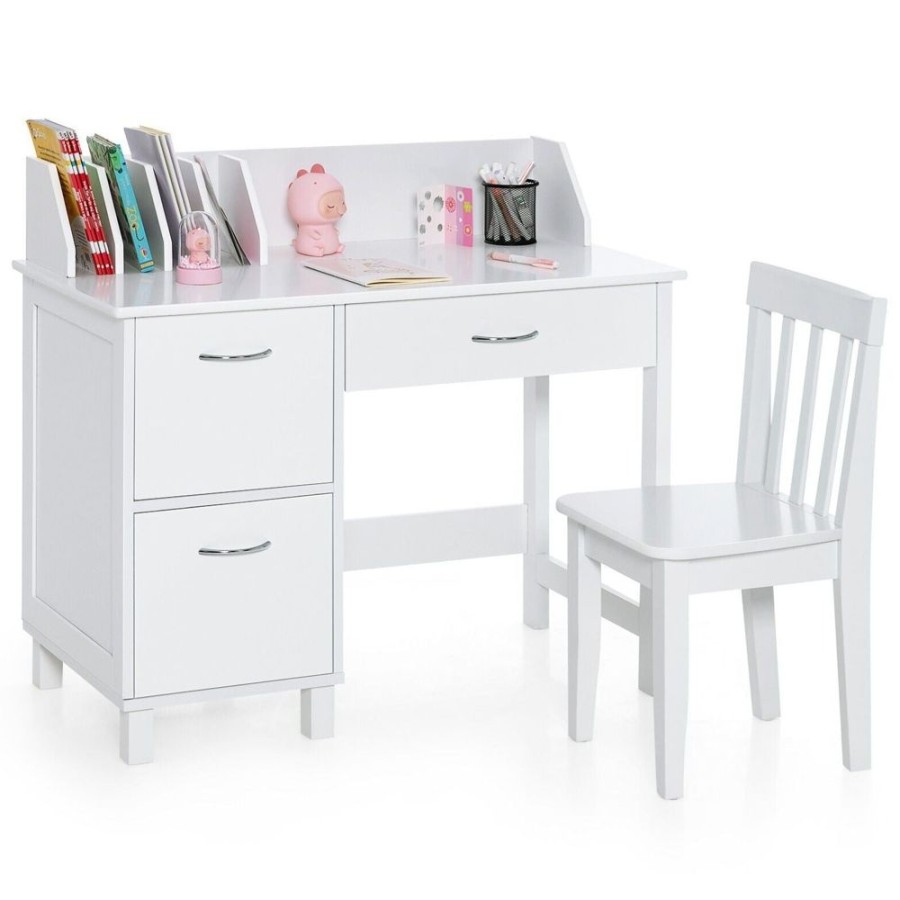 Toddler Furniture & Accessories littlehelper | Children'S Montessori Homework Desk | Storage Cupboard & Chair | White | 3-10 Years