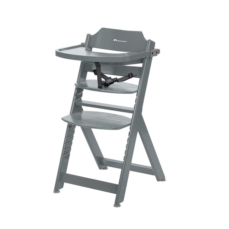 Mealtime littlehelper | Timba Adjustable Height Wooden High Chair & Tray | Dark Grey | 6M - 10 Years