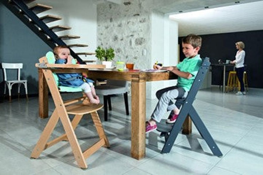 Mealtime littlehelper | Timba Adjustable Height Wooden High Chair & Tray | Dark Grey | 6M - 10 Years