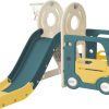 Playtime littlehelper Montessori Toys & Products | Children'S Montessori Play Bus And Slide | Basketball Hoop | Indoor Outdoor | Green Or