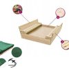 Playtime littlehelper Sand & Water Table | Large Childrens Eco Conscious Fsc Certified 100% Natural Wooden Sandpit With Lid, Seats & Base Liner | 2-12 Years | 1.2 X 1.14M Square