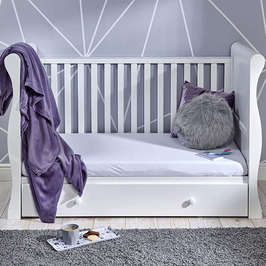 Baby & Nursery littlehelper Cot Beds | Willow Cot Bed With Drawers | Wooden Daybed | Toddler Bed | Pearl White