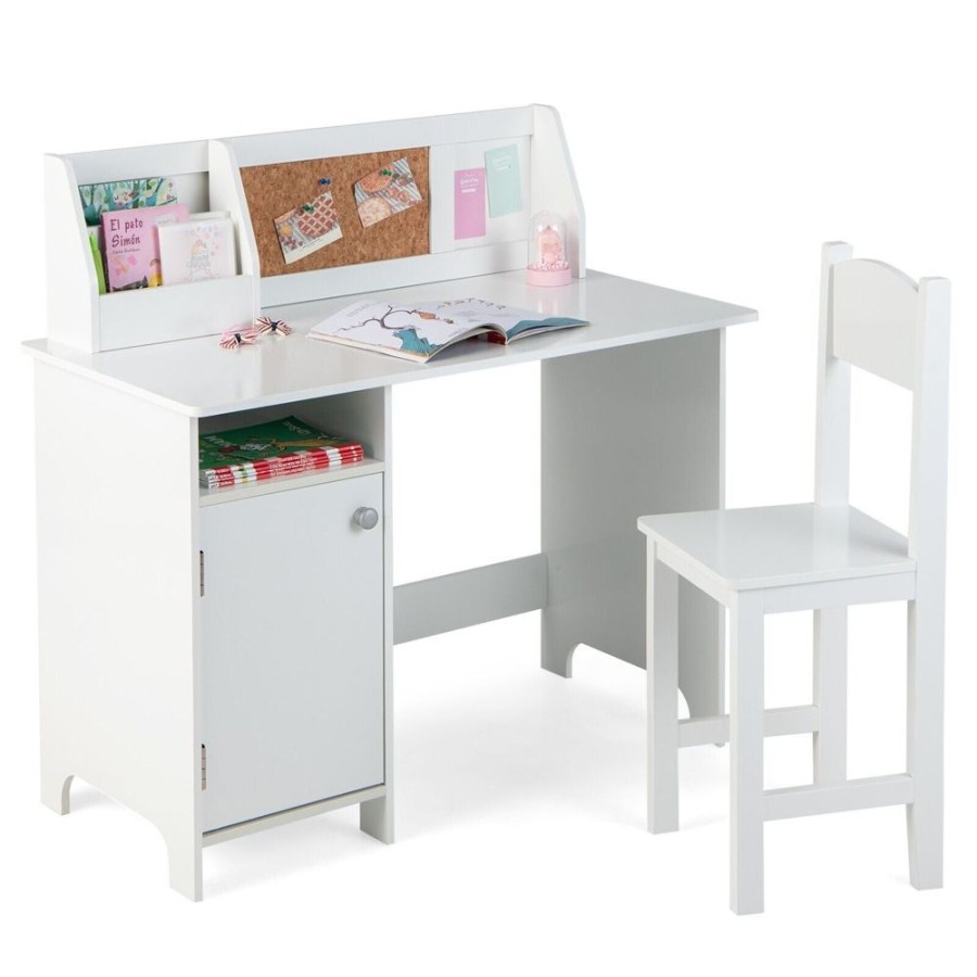 Toddler Furniture & Accessories littlehelper | Children'S Montessori Homework Desk | Bureau | Storage Cupboard & Chair | White | 5-14 Years