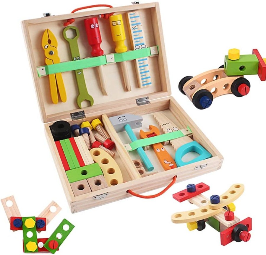 Playtime littlehelper Role Play Toys | Montessori 37 Piece Tool Set For Kids | Kids Toolbench | Wooden Toy