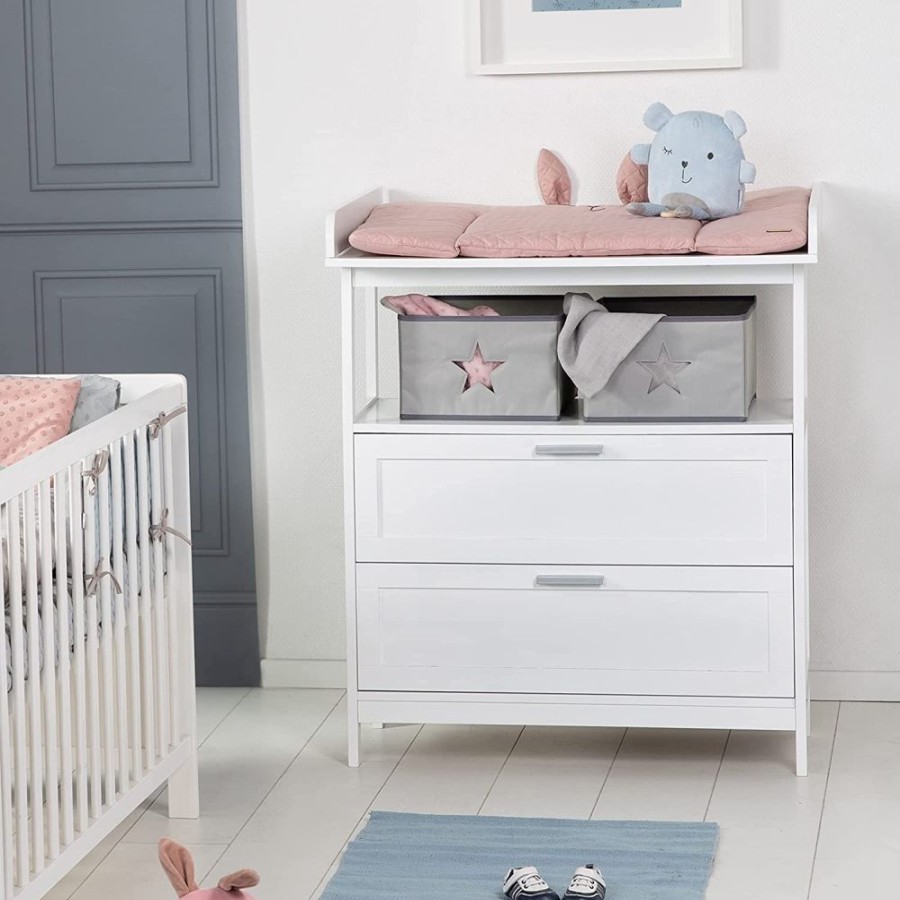 Baby & Nursery littlehelper Changing Units | Little Star Baby Changing Unit | Fabric Storage Boxes & Drawers | White