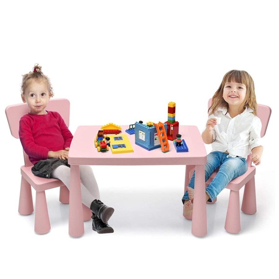 Toddler Furniture & Accessories littlehelper | Montessori Table & Spine-Protecting Ergonomic Chairs X 2 | Soft Pink | 1-7 Years