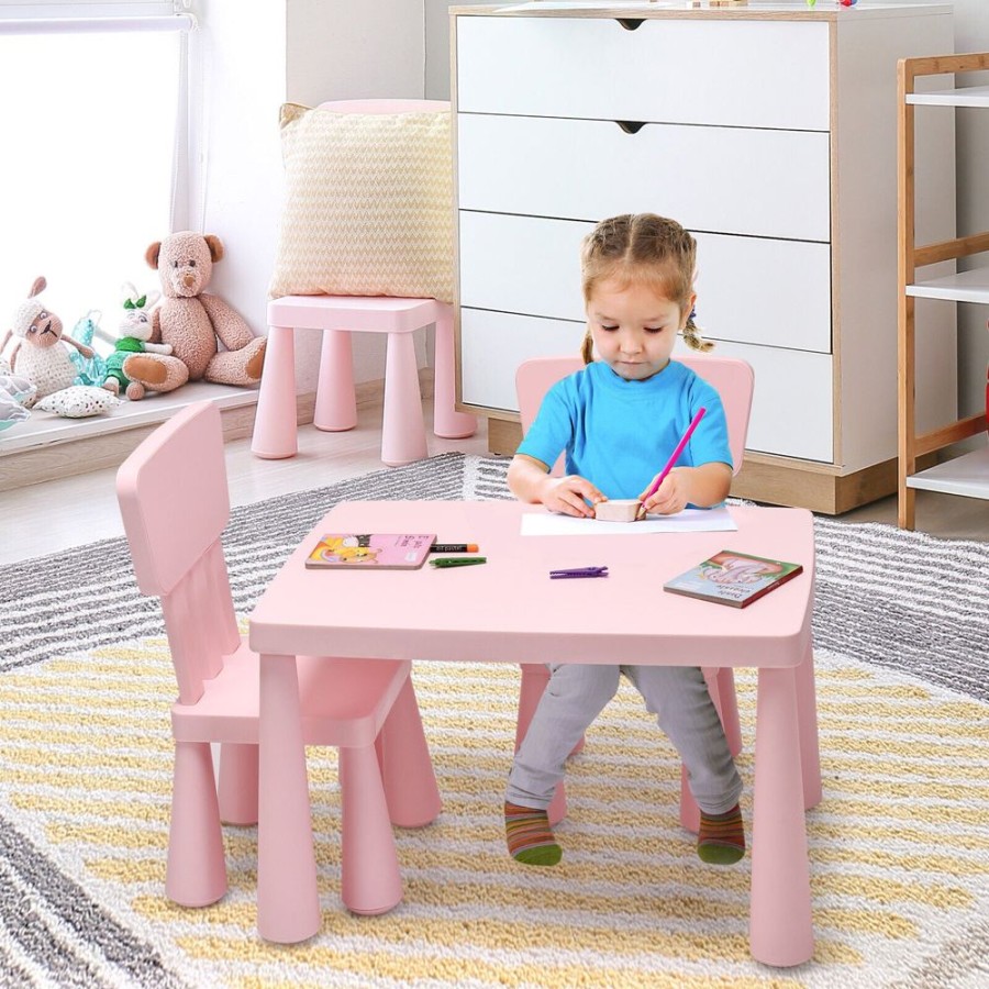 Toddler Furniture & Accessories littlehelper | Montessori Table & Spine-Protecting Ergonomic Chairs X 2 | Soft Pink | 1-7 Years