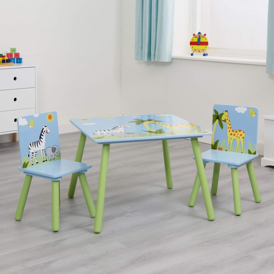 Toddler Furniture & Accessories littlehelper | Kids Wooden Table And Chairs Set For 2 | Activity Table | African Safari Theme