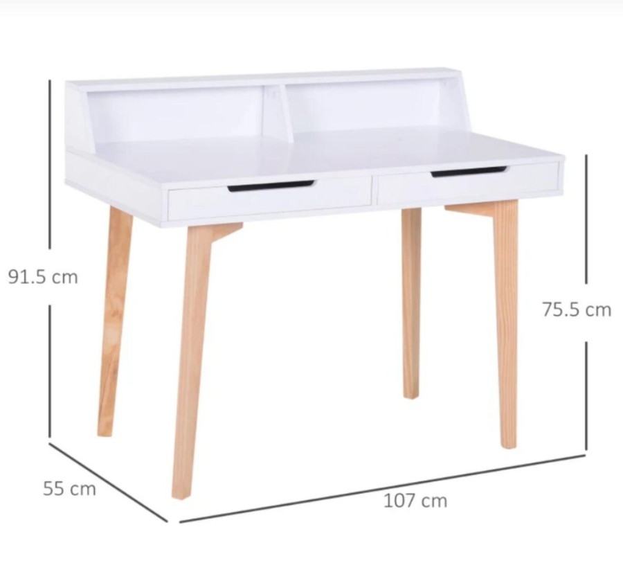 Toddler Furniture & Accessories littlehelper | Children'S Scandi-Design Homework Computer Desk | Drawers | Natural & White | 6 Years+