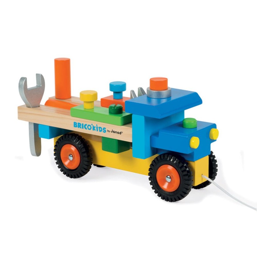 Playtime littlehelper Role Play Toys | 3-In-1 Wooden Montessori Pull Along Toy Truck | Workbench | Wooden Tools Playset | 17Pcs | 24M+