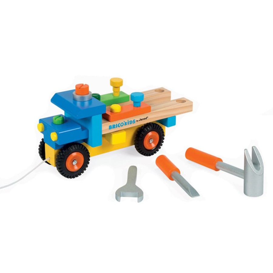 Playtime littlehelper Role Play Toys | 3-In-1 Wooden Montessori Pull Along Toy Truck | Workbench | Wooden Tools Playset | 17Pcs | 24M+