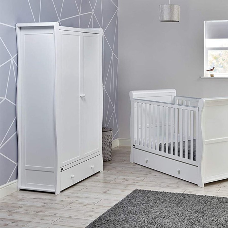 Baby & Nursery littlehelper Nursery Wardrobes | Nursery Wooden Double Wardrobe | Willow Collection | White