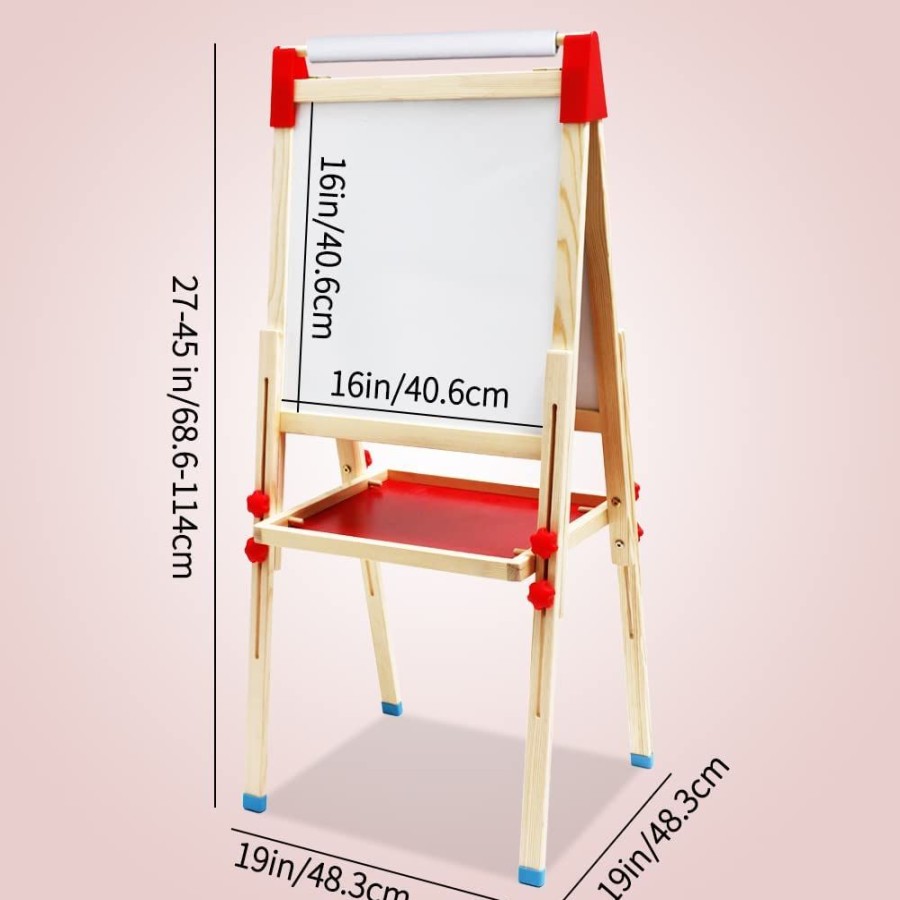 Playtime littlehelper | 3-In-1 Eco Conscious Wood Height Adjustable Easel | Whiteboard | Blackboard Double Easel