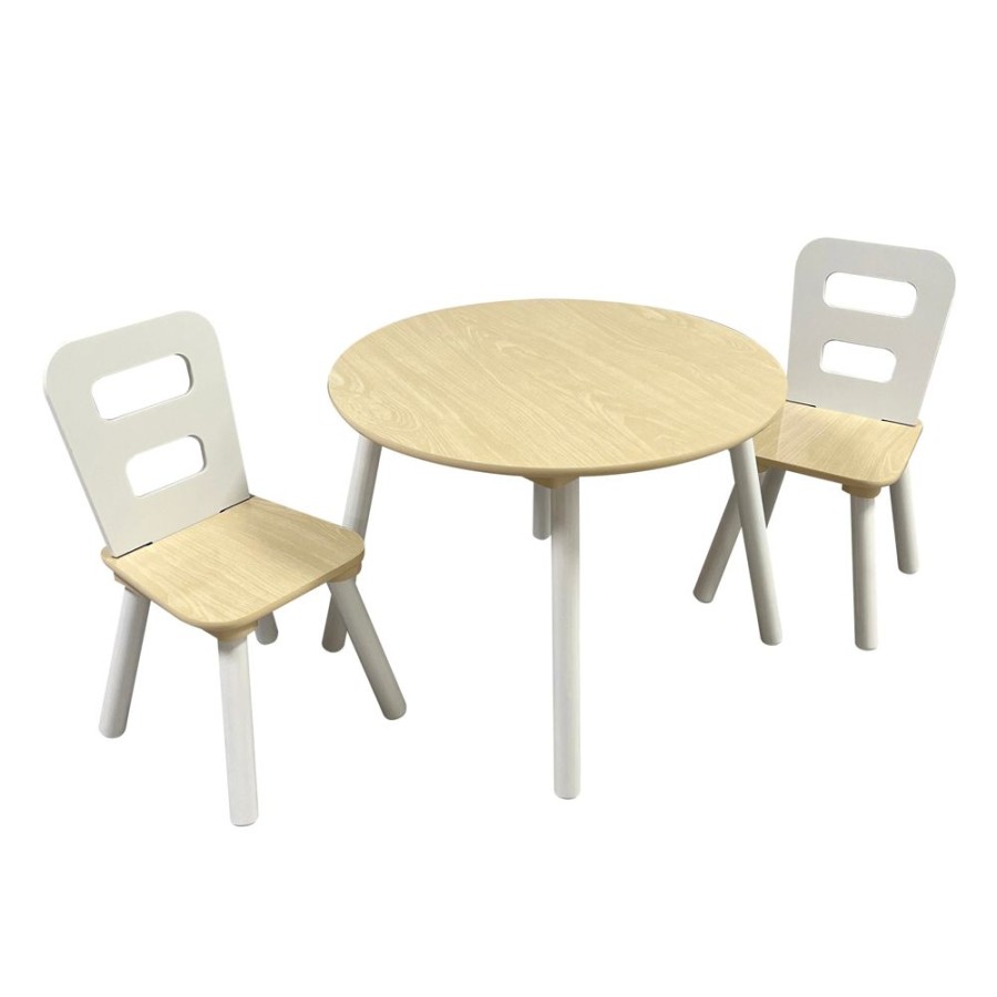 Toddler Furniture & Accessories littlehelper | Kids Montessori Modern White And Natural Wood Table And 2 Chairs | 2 Years +