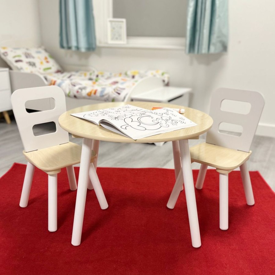 Toddler Furniture & Accessories littlehelper | Kids Montessori Modern White And Natural Wood Table And 2 Chairs | 2 Years +