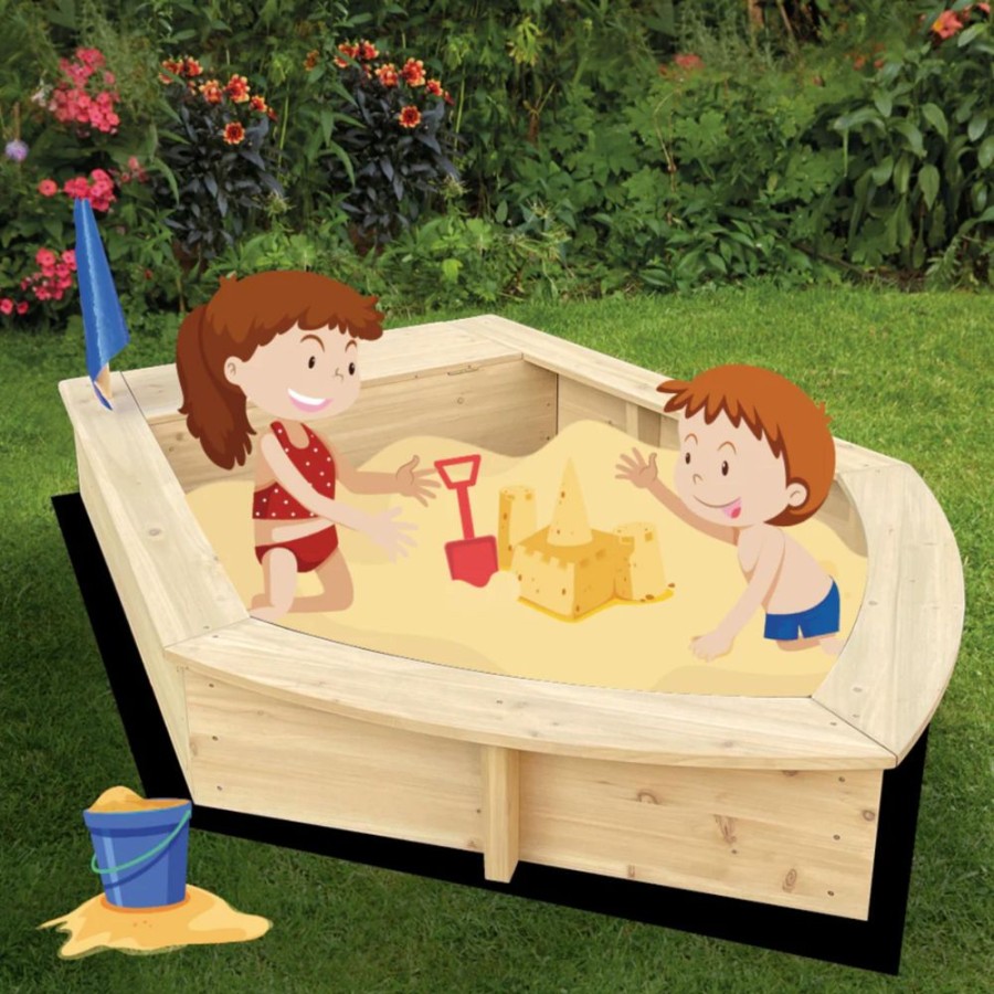 Playtime littlehelper Sand & Water Table | Large 1.2M Long Montessori Eco Conscious Fsc Cypress Wood Ship Sandpit & Thick Waterproof Cover | 3 Years+