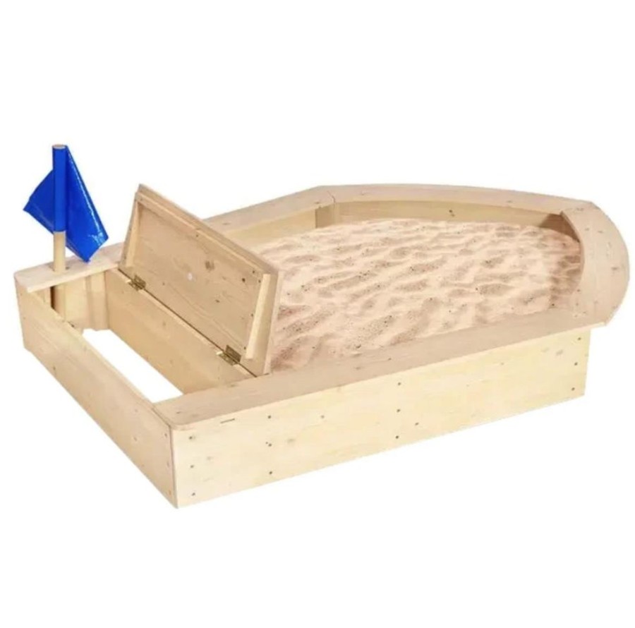 Playtime littlehelper Sand & Water Table | Large 1.2M Long Montessori Eco Conscious Fsc Cypress Wood Ship Sandpit & Thick Waterproof Cover | 3 Years+