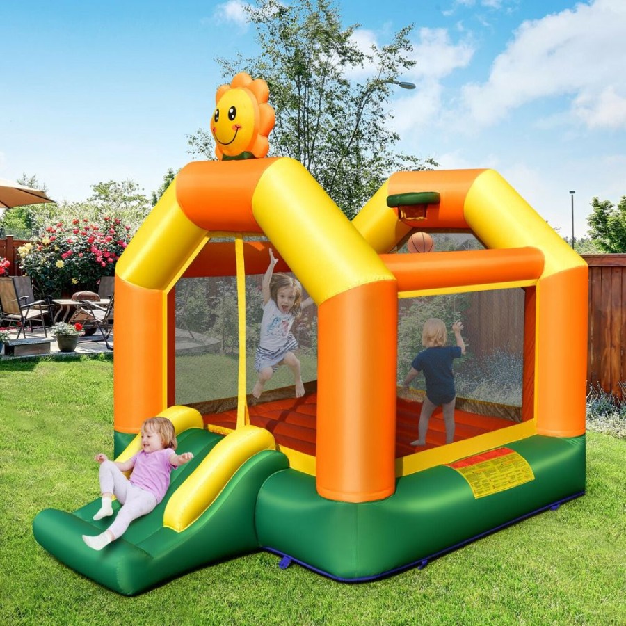 Playtime littlehelper Kids Climbing Frames | Inflatable Kids Bouncy Castle | Bouncy House With Basketball Hoop And Bag | With Breathable Safety Net