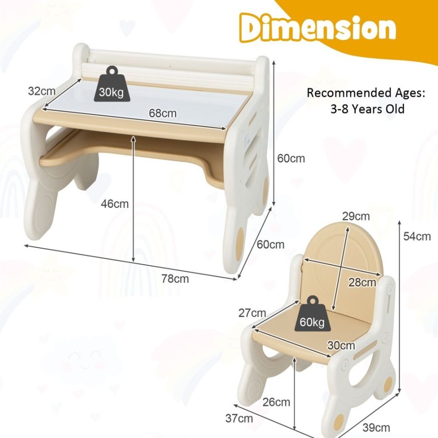 Toddler Furniture & Accessories littlehelper | Kids 2-In-1 Table & Chair Set With Whiteboard Top & Storage | Toddler Activity Table | Eraser | Dry-Wipe Pens