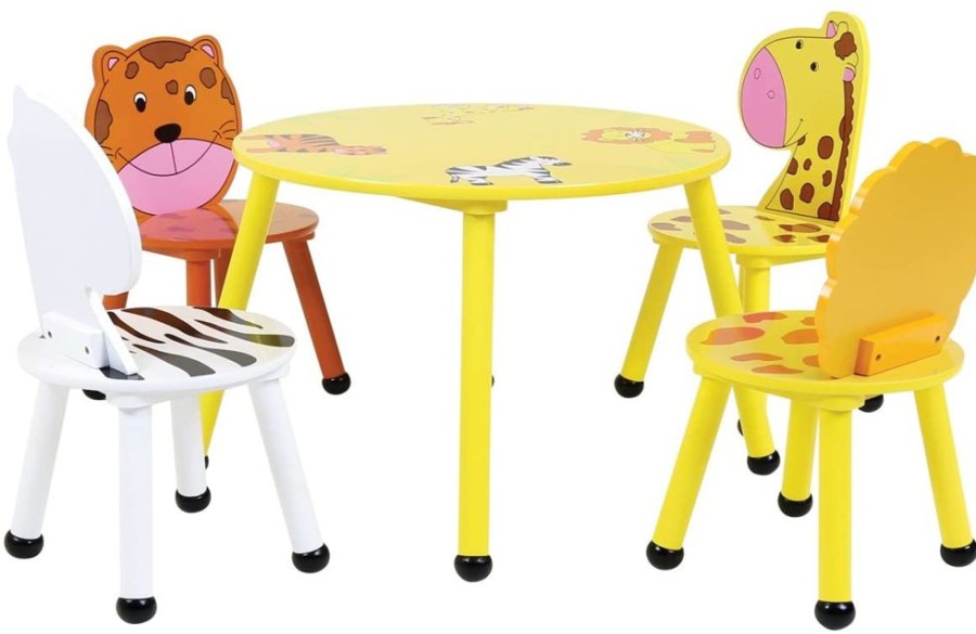 Toddler Furniture & Accessories littlehelper | Children'S Colourful Jungle Theme Wooden Table & 4 Chairs Set | 3-6 Years+