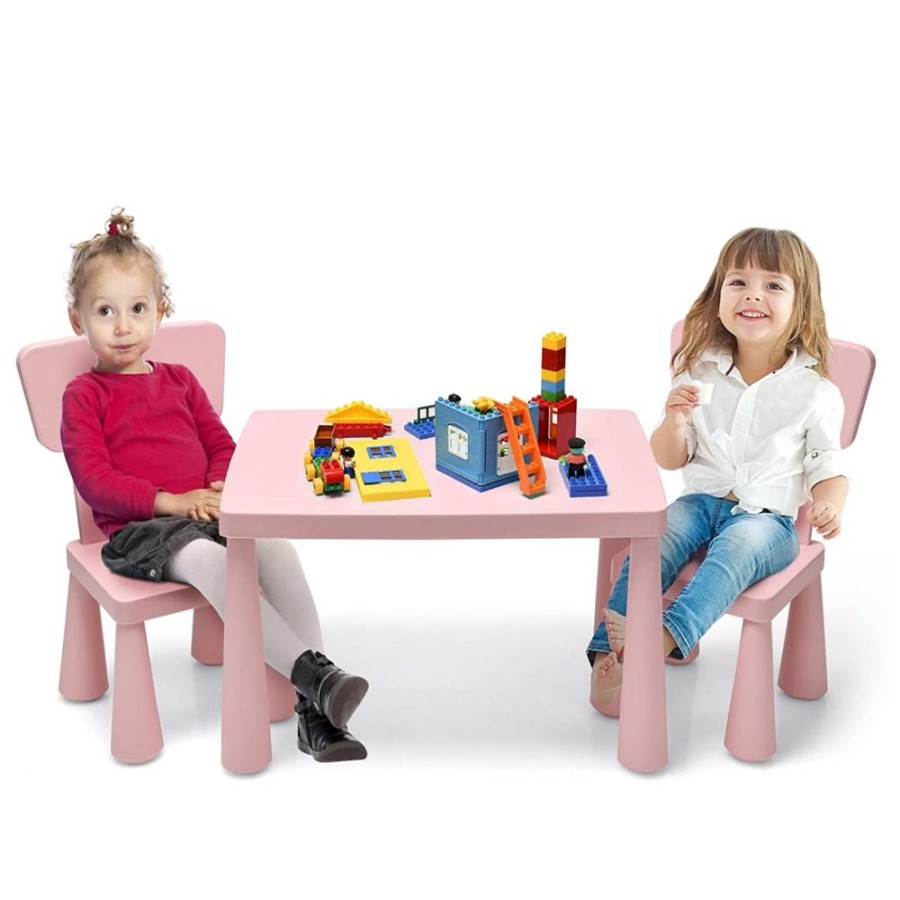 Playtime littlehelper Montessori Toys & Products | Montessori Table & Spine-Protecting Ergonomic Chairs X 2 | Soft Pink | 1-7 Years