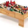 Playtime littlehelper Role Play Toys | Deluxe Montessori Wooden Train Set | 2-In-1 Wooden Train Table | 100Pc Train Set