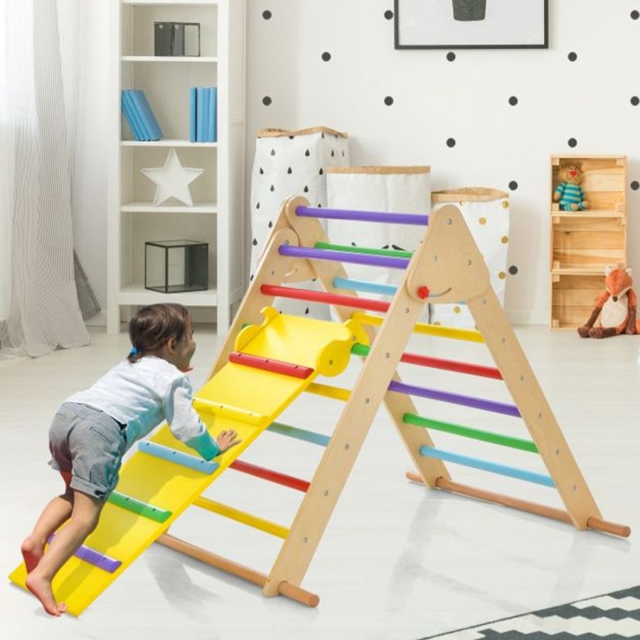 Playtime littlehelper Kids Climbing Frames | 3-In-1 Eco Wood Folding Climbing Frame | Montessori Pikler Triangle, Slide & Climber | 12M+