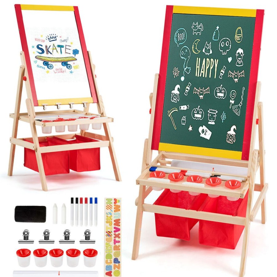 Toddler Furniture & Accessories littlehelper | Large 3-In-1 Eco Conscious Pine Wood Easel | Whiteboard | Blackboard Double Easel | 3-10 Years