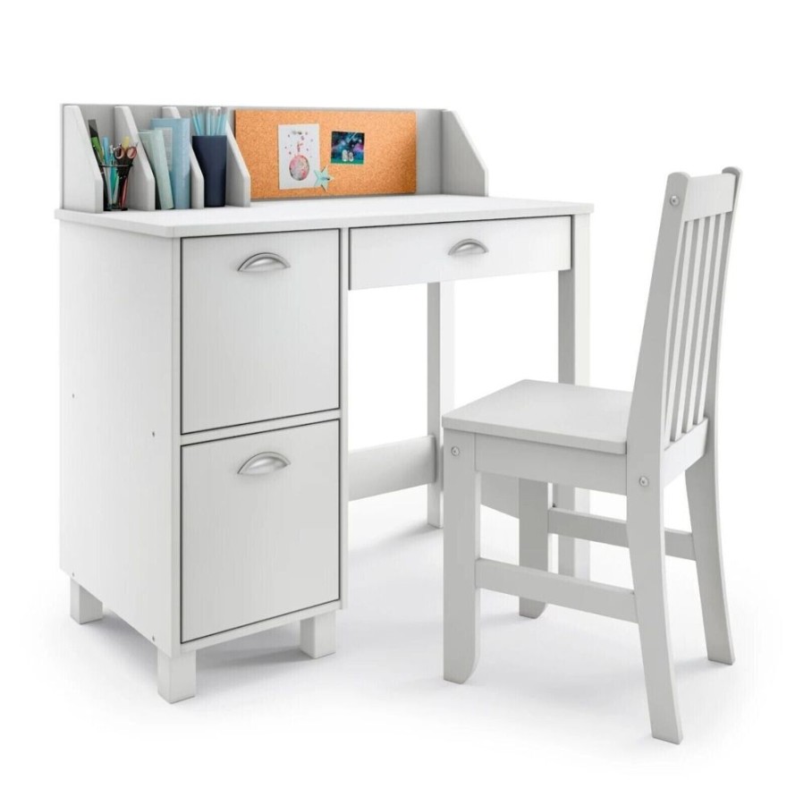 Toddler Furniture & Accessories littlehelper | Children'S Montessori Homework Desk | Bureau | Storage Cupboard & Chair | White | 5-14 Years