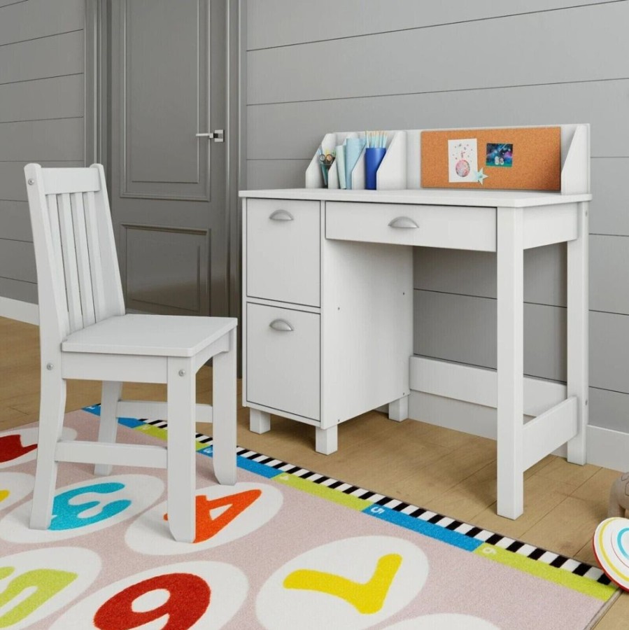 Toddler Furniture & Accessories littlehelper | Children'S Montessori Homework Desk | Bureau | Storage Cupboard & Chair | White | 5-14 Years