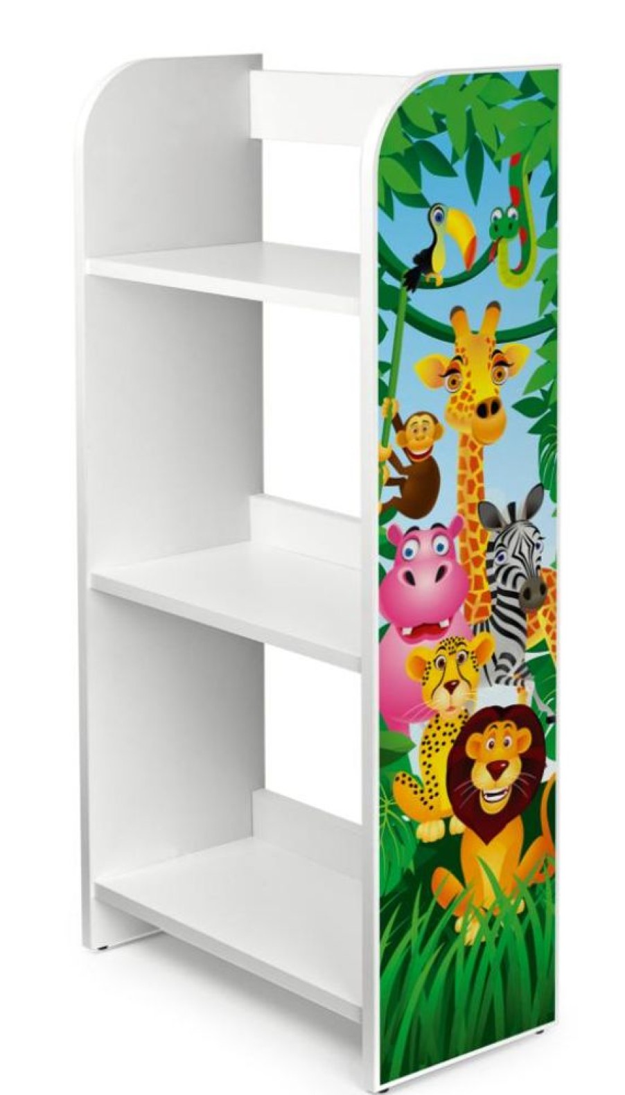 Toddler Furniture & Accessories littlehelper | Kids Jungle Joy Bookcase | Childrens Bookcase | Kids Bookshelf | White | 1.02M High