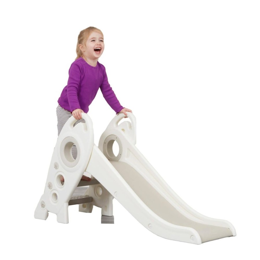 Playtime littlehelper Kids Climbing Frames | Kids Folding Montessori Slide | Eco Conscious Rocket Slide | Indoors & Outdoors | White & Grey | 24M+