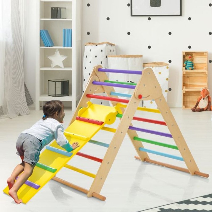 Playtime littlehelper Montessori Toys & Products | 3-In-1 Eco Wood Folding Climbing Frame | Montessori Pikler Triangle, Slide & Climber | 12M+