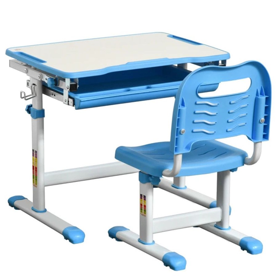 Toddler Furniture & Accessories littlehelper | Height Adjustable Tilting Study Desk & Ergonomic Chair | Blue | 6-12 Years