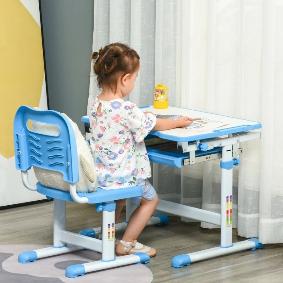 Toddler Furniture & Accessories littlehelper | Height Adjustable Tilting Study Desk & Ergonomic Chair | Blue | 6-12 Years