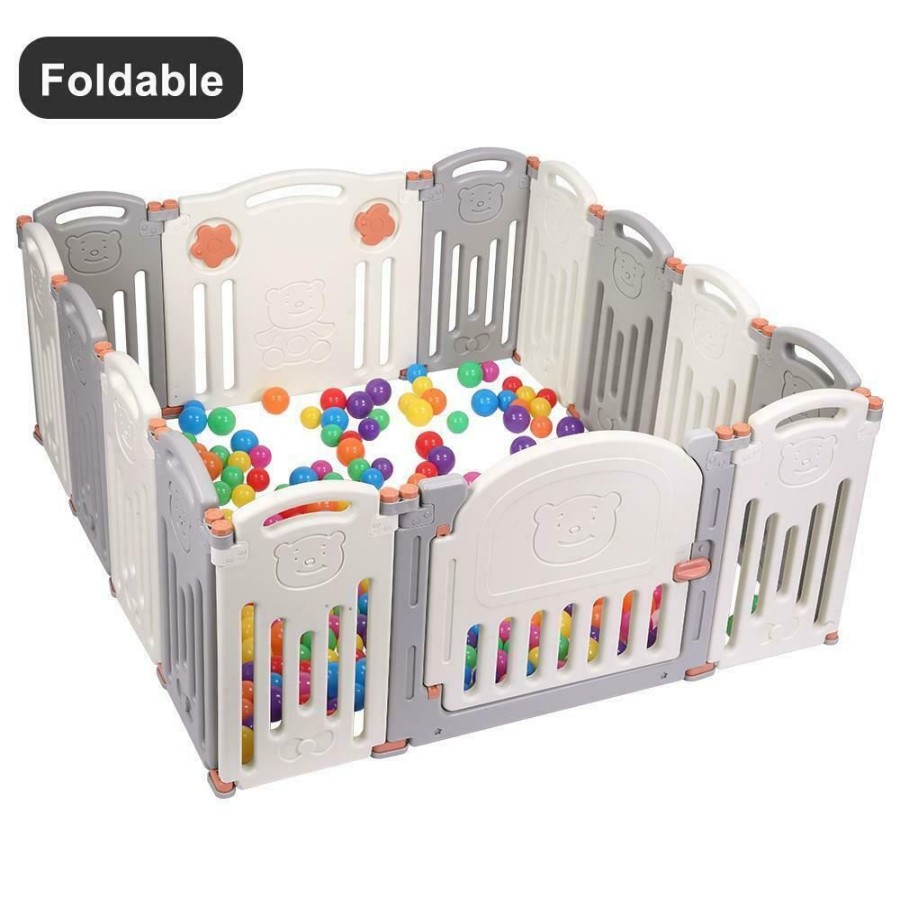 Baby & Nursery littlehelper Baby Playpens | 12 Panel Foldable & Modular Baby Playpen | Ball Pool | Grey And White