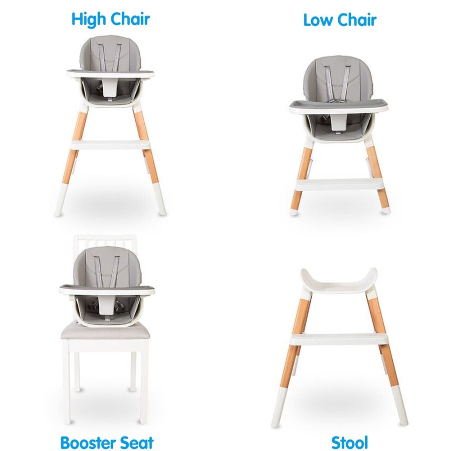 Mealtime littlehelper | Deluxe Montessori 7-In-1 High Chair & Tray | Low Chair | Booster Seat | Stool | Grey Cushion | 6M+