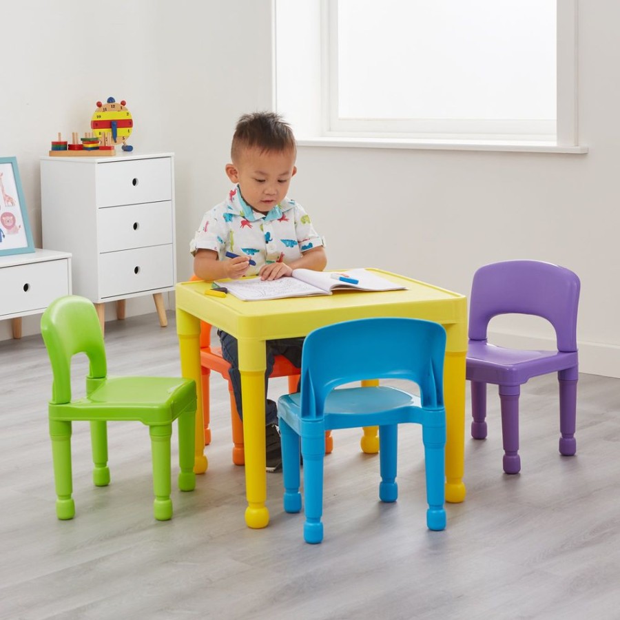 Toddler Furniture & Accessories littlehelper | Children'S Indoor & Outdoor Plastic Easy Clean Table & 4 Chairs Set | Multicoloured