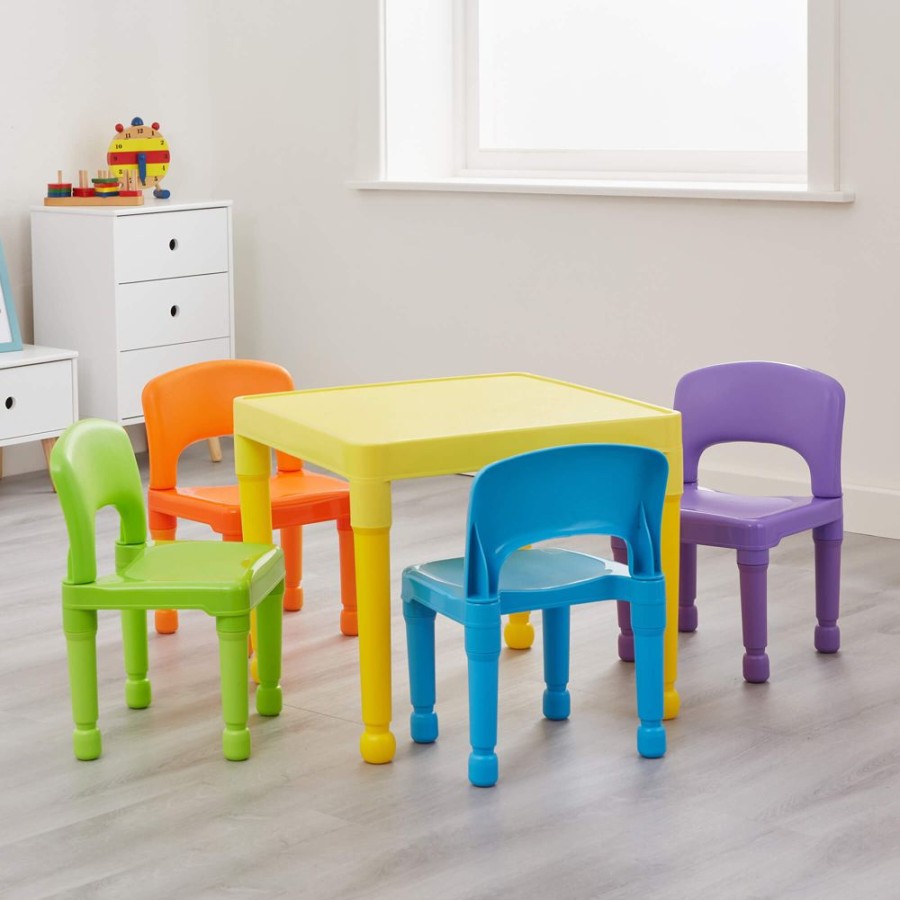 Toddler Furniture & Accessories littlehelper | Children'S Indoor & Outdoor Plastic Easy Clean Table & 4 Chairs Set | Multicoloured