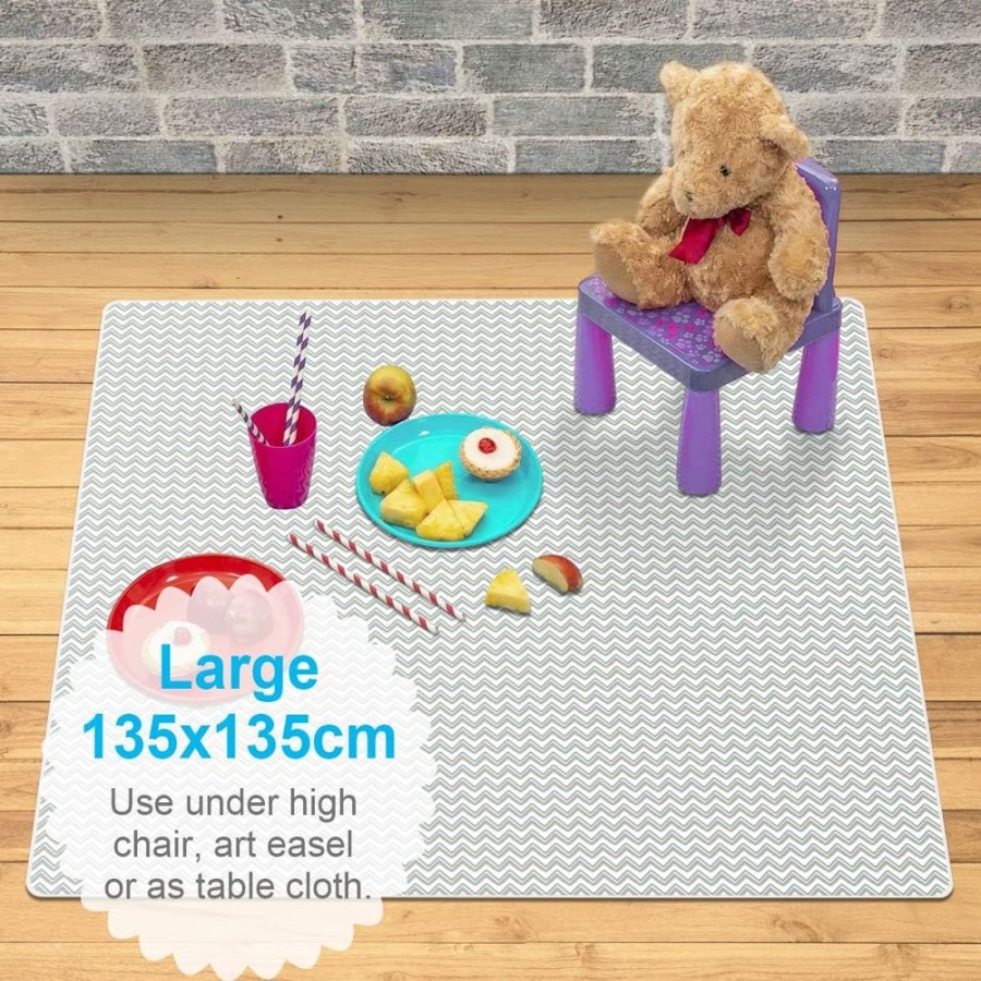 Safety littlehelper | Large Floor Mat | Baby High Chair & Potty Training Splash Mat | 1.35 X 1.35M | Grey