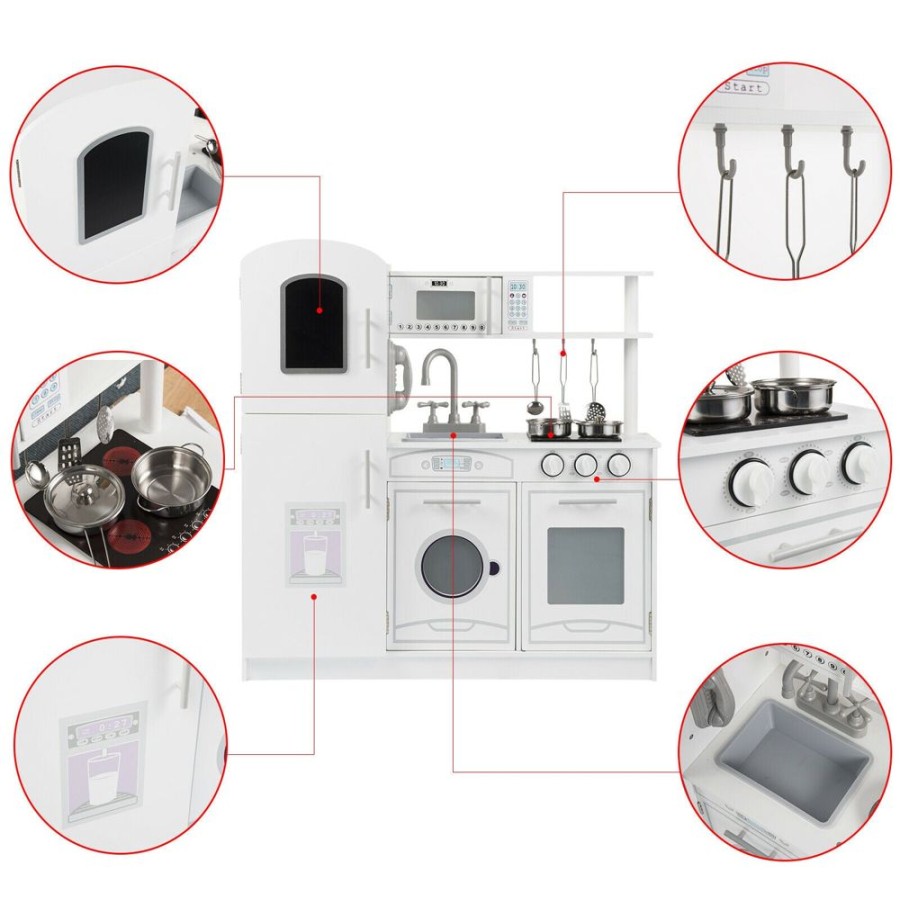 Playtime littlehelper Role Play Toys | Montessori Wooden Toy Kitchen | Microwave | Washing Machine | Oven | Fridge | Phone | Pans & Utensils
