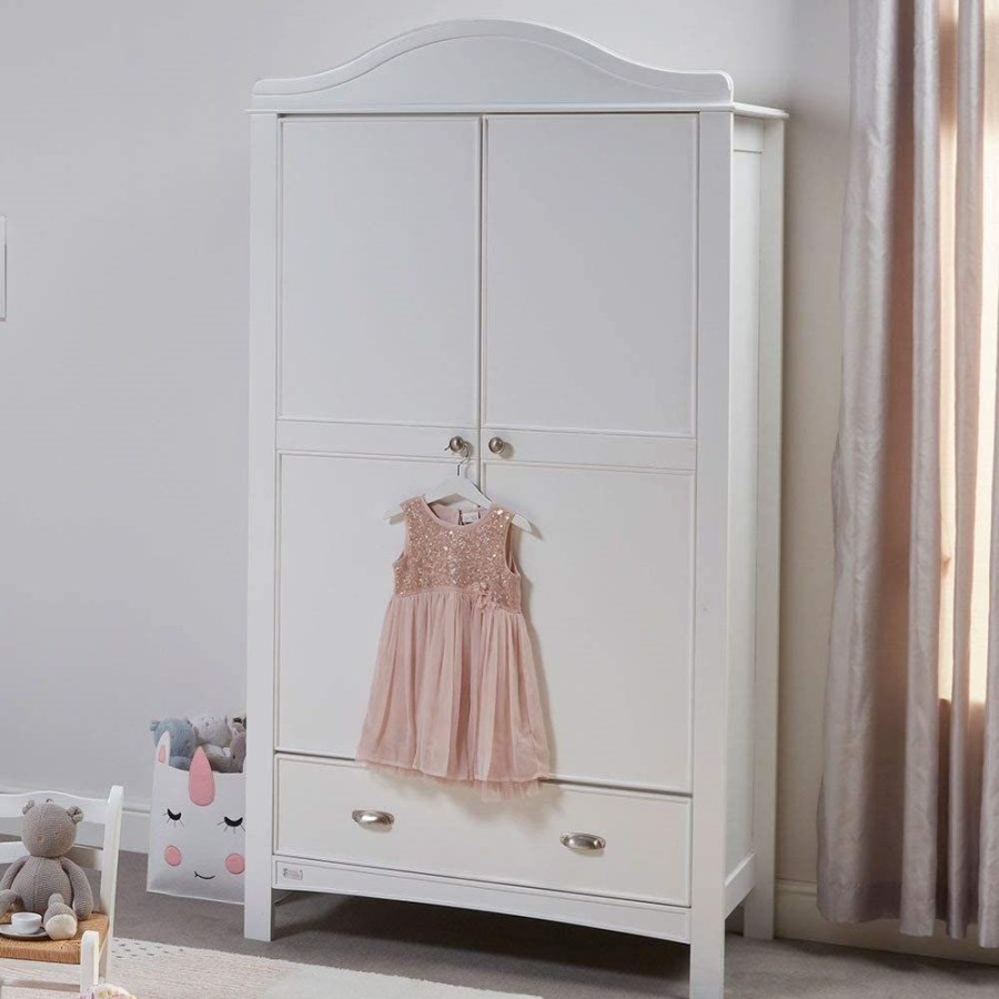 Baby & Nursery littlehelper Nursery Wardrobes | Eco-Conscious Double Wooden Nursery Wardrobe | White | Versailles Collection