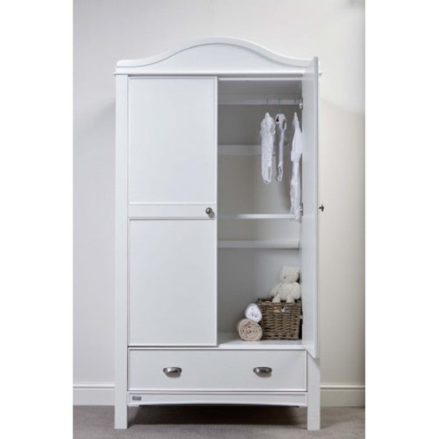 Baby & Nursery littlehelper Nursery Wardrobes | Eco-Conscious Double Wooden Nursery Wardrobe | White | Versailles Collection