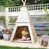 Playtime littlehelper Role Play Toys | Kids Eco Conscious Strong & Sturdy Montessori Teepee | Wooden Playhouse Or Den With Door & Windows | 1.55M High