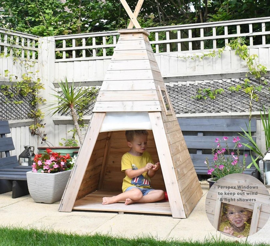 Playtime littlehelper Role Play Toys | Kids Eco Conscious Strong & Sturdy Montessori Teepee | Wooden Playhouse Or Den With Door & Windows | 1.55M High