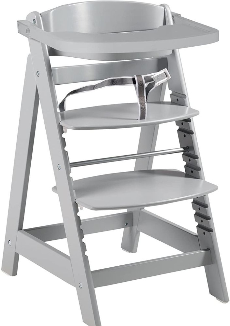 Mealtime littlehelper | Grow-With-Me Adjustable Eco Wooden High Chair With Quick Release Tray | Grey | 6M - 10 Years