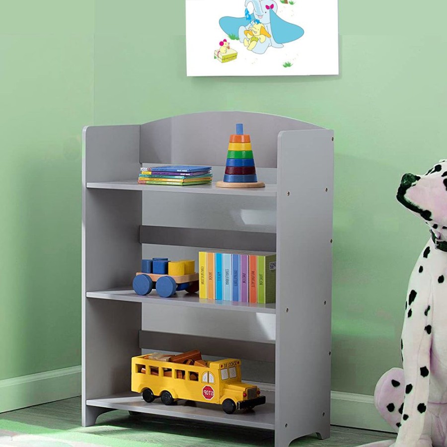 Toddler Furniture & Accessories littlehelper | Children'S Wood Montessori 3 Tier Bookcase | Modern Design | Grey | 84Cm High