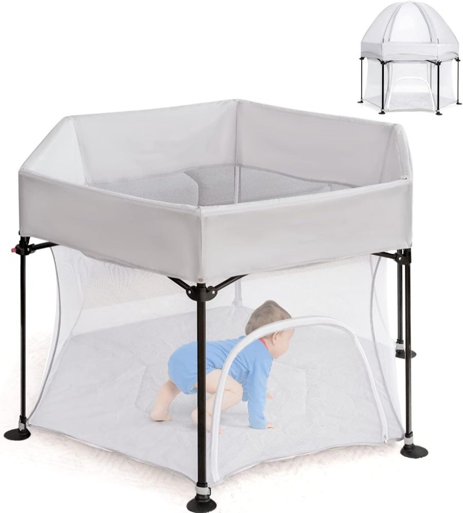 Baby & Nursery littlehelper Baby Playpens | Quick Assemble Pop-Up Folding Portable Baby Playpen | Indoor & Outdoor With Canopy | 1.36 X 1.34M