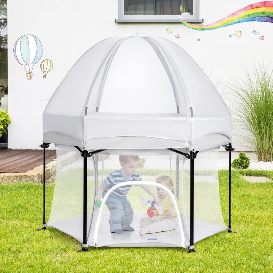 Baby & Nursery littlehelper Baby Playpens | Quick Assemble Pop-Up Folding Portable Baby Playpen | Indoor & Outdoor With Canopy | 1.36 X 1.34M